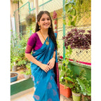 Seduva Women's Silk Printed Saree With Unstitched Blouse 5.5Mtr (Rama)