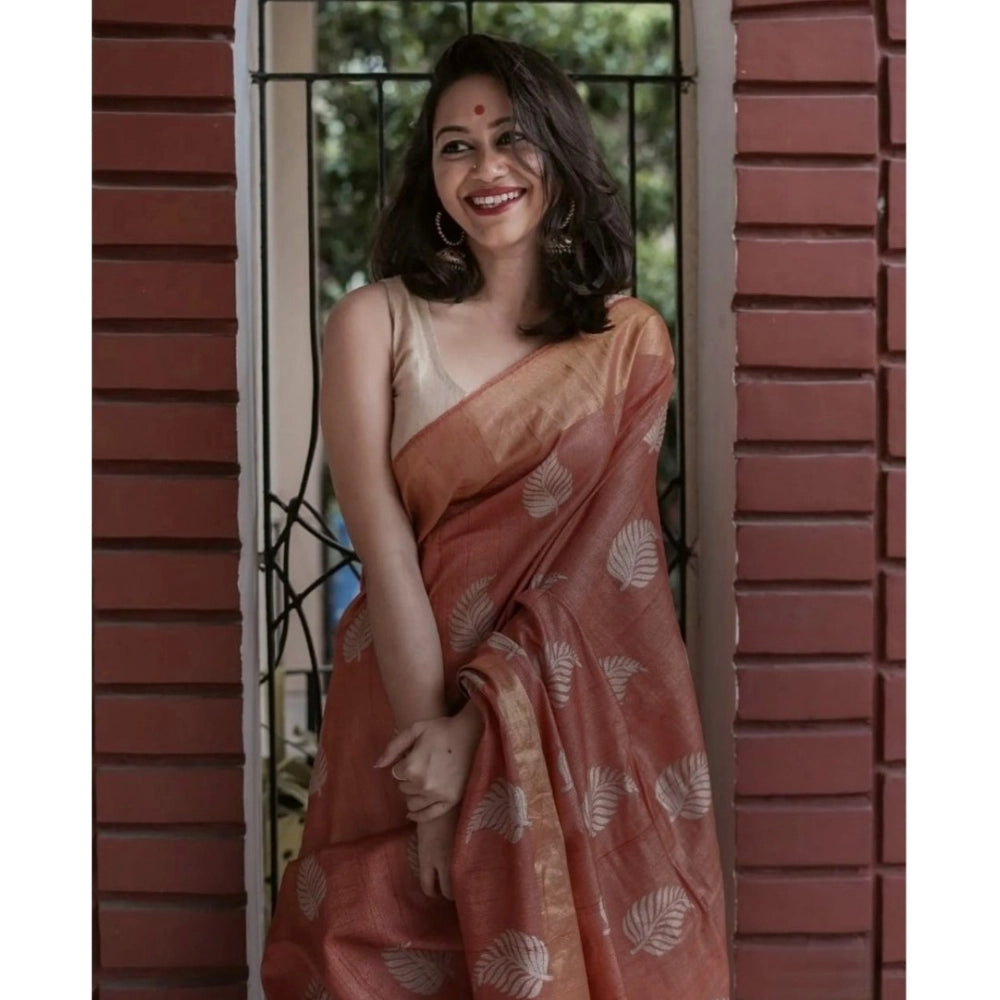 Seduva Women's Silk Printed Saree With Unstitched Blouse 5.5Mtr (Maroon)