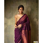 Seduva Women's Silk Printed Saree With Unstitched Blouse 5.5Mtr (Wine)