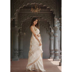 Seduva Women's Cotton  Printed Saree With Unstitched Blouse 5.5Mtr (Cream)