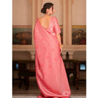 Seduva Women's Silk Printed Saree With Unstitched Blouse 5.5Mtr (Pink)