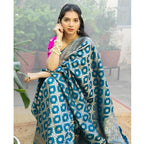 Seduva Women's Silk Printed Saree With Unstitched Blouse 5.5Mtr (Sky Blue)