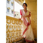 Seduva Women's Cotton  Printed Saree With Unstitched Blouse 5.5Mtr (White)