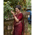 Seduva Women's Silk Printed Saree With Unstitched Blouse 5.5Mtr (Maroon)