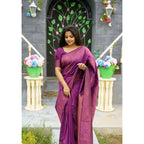 Seduva Women's Silk Printed Saree With Unstitched Blouse 5.5Mtr (Purple)