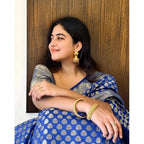 Seduva Women's Silk Printed Saree With Unstitched Blouse 5.5Mtr (Royal Blue)