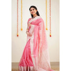 Seduva Women's Cotton  Printed Saree With Unstitched Blouse 5.5Mtr (Pink)