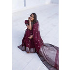 Seduva Women's Cotton  Printed Saree With Unstitched Blouse 5.5Mtr (Maroon)