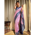 Seduva Women's Silk Printed Saree With Unstitched Blouse 5.5Mtr (Pink)