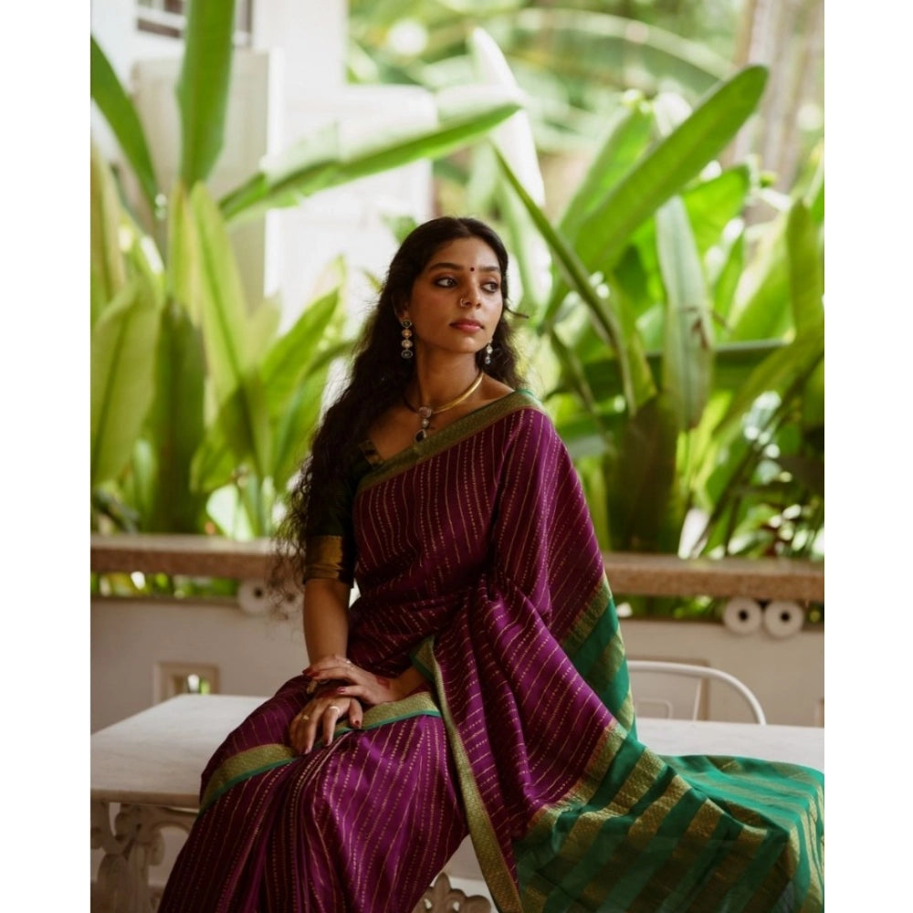 Seduva Women's Silk Printed Saree With Unstitched Blouse 5.5Mtr (Wine)