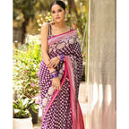 Seduva Women's Silk Printed Saree With Unstitched Blouse 5.5Mtr (Purple)