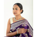 Seduva Women's Silk Printed Saree With Unstitched Blouse 5.5Mtr (Purple)