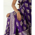 Seduva Women's Silk Printed Saree With Unstitched Blouse 5.5Mtr (Purple)