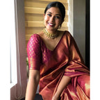 Seduva Women's Silk Printed Saree With Unstitched Blouse 5.5Mtr (Maroon)