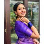 Seduva Women's Silk Printed Saree With Unstitched Blouse 5.5Mtr (Blue)