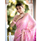 Seduva Women's Silk Printed Saree With Unstitched Blouse 5.5Mtr (Pink)
