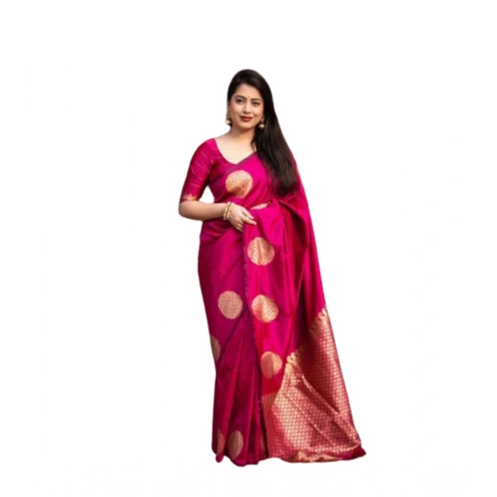 Seduva Women's Silk Printed Saree With Unstitched Blouse 5.5Mtr (Pink)
