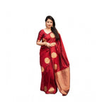 Seduva Women's Silk Printed Saree With Unstitched Blouse 5.5Mtr (Red)