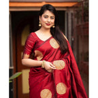 Seduva Women's Silk Printed Saree With Unstitched Blouse 5.5Mtr (Red)