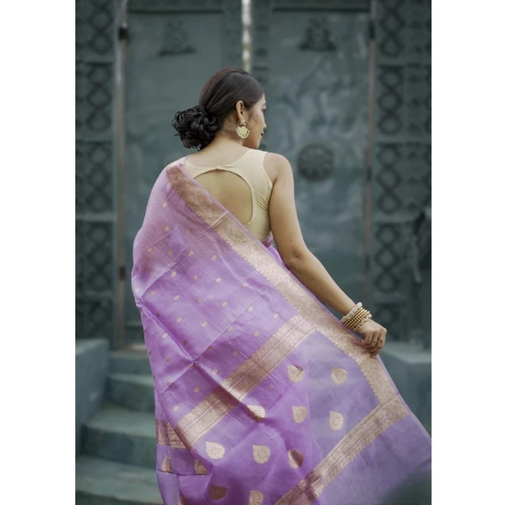 Seduva Women's Cotton  Printed Saree With Unstitched Blouse 5.5Mtr (Lavender)