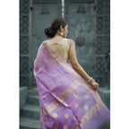 Seduva Women's Cotton  Printed Saree With Unstitched Blouse 5.5Mtr (Lavender)