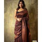 Seduva Women's Silk Printed Saree With Unstitched Blouse 5.5Mtr (Coffee)