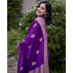 Seduva Women's Silk Printed Saree With Unstitched Blouse 5.5Mtr (Purple)
