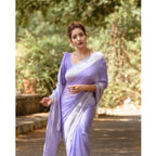 Seduva Women's Cotton  Printed Saree With Unstitched Blouse 5.5Mtr (Lavender)