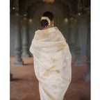 Seduva Women's Cotton  Printed Saree With Unstitched Blouse 5.5Mtr (White)
