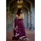 Seduva Women's Cotton  Printed Saree With Unstitched Blouse 5.5Mtr (Purple)