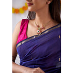 Seduva Women's Cotton  Printed Saree With Unstitched Blouse 5.5Mtr (Blue)