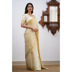 Seduva Women's Silk Printed Saree With Unstitched Blouse 5.5Mtr (Cream)