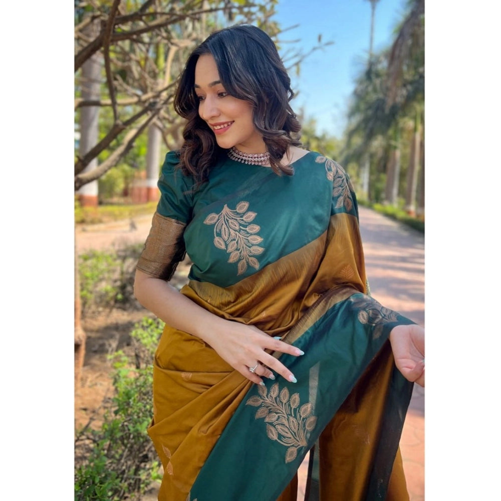 Seduva Women's Silk Printed Saree With Unstitched Blouse 5.5Mtr (Yellow)