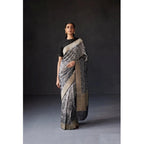 Seduva Women's Silk Printed Saree With Unstitched Blouse 5.5Mtr (Grey)