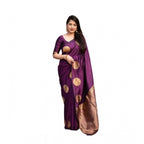 Seduva Women's Silk Printed Saree With Unstitched Blouse 5.5Mtr (Wine)