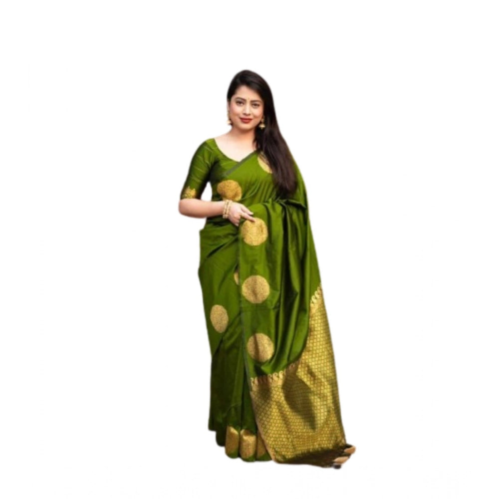 Seduva Women's Silk Printed Saree With Unstitched Blouse 5.5Mtr (Green)
