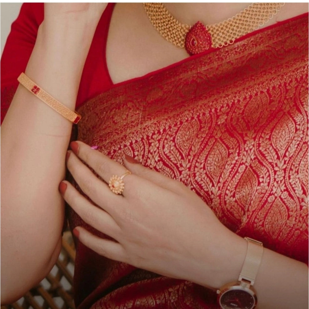 Seduva Women's Silk Printed Saree With Unstitched Blouse 5.5Mtr (Red)