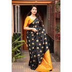 Seduva Women's Silk Printed Saree With Unstitched Blouse 5.5Mtr (Yellow)