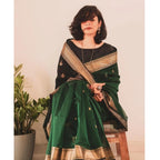 Seduva Women's Silk Printed Saree With Unstitched Blouse 5.5Mtr (Dark Green)