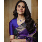 Seduva Women's Silk Printed Saree With Unstitched Blouse 5.5Mtr (Purple)