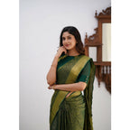 Seduva Women's Silk Printed Saree With Unstitched Blouse 5.5Mtr (Green)