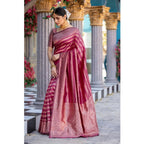 Seduva Women's Silk Printed Saree With Unstitched Blouse 5.5Mtr (Pink)