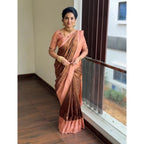Seduva Women's Silk Printed Saree With Unstitched Blouse 5.5Mtr (Brown)