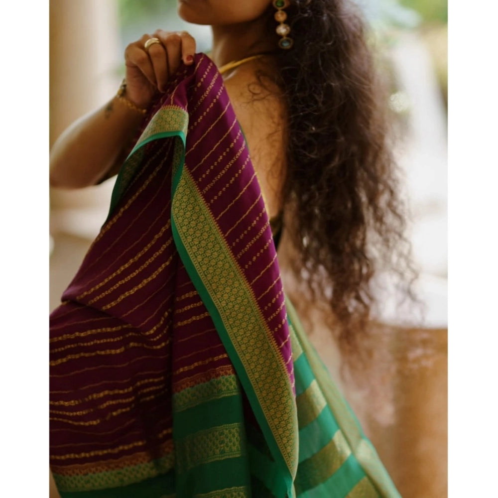 Seduva Women's Silk Printed Saree With Unstitched Blouse 5.5Mtr (Wine)