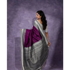 Seduva Women's Silk Printed Saree With Unstitched Blouse 5.5Mtr (Purple)