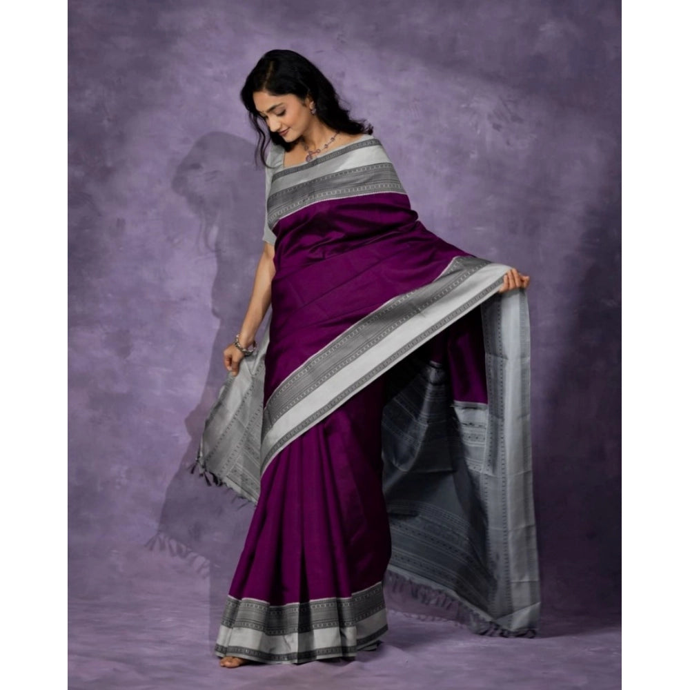 Seduva Women's Silk Printed Saree With Unstitched Blouse 5.5Mtr (Purple)