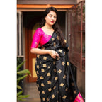 Seduva Women's Silk Printed Saree With Unstitched Blouse 5.5Mtr (Pink)