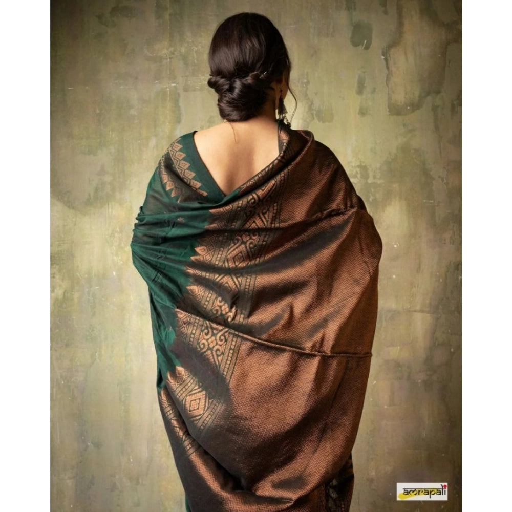 Seduva Women's Silk Printed Saree With Unstitched Blouse 5.5Mtr (Green)