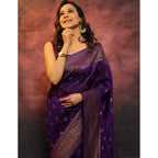 Seduva Women's Silk Printed Saree With Unstitched Blouse 5.5Mtr (Purple)