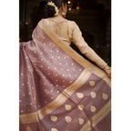 Seduva Women's Cotton  Printed Saree With Unstitched Blouse 5.5Mtr (Rose Gold)